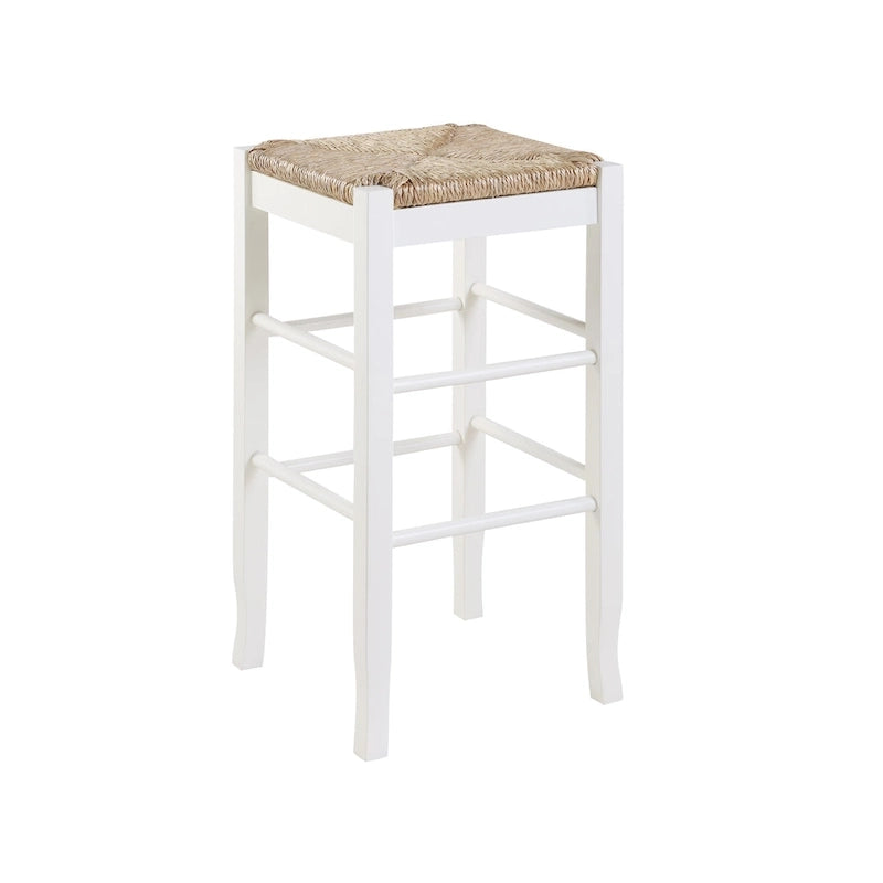 Black / Cappuccino / Oak / Cream Woven Rush Seat Backless Bar Stool, Single