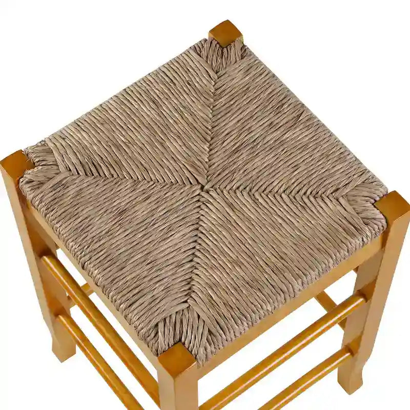 Black / Cappuccino / Oak / Cream Woven Rush Seat Backless Bar Stool, Single