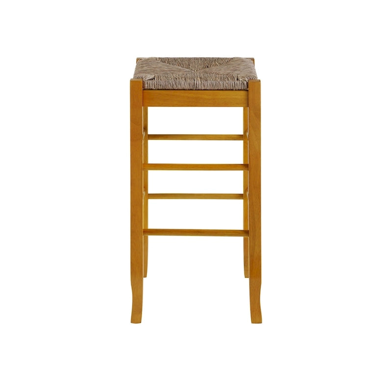 Black / Cappuccino / Oak / Cream Woven Rush Seat Backless Bar Stool, Single