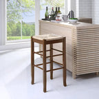 Black / Cappuccino / Oak / Cream Woven Rush Seat Backless Bar Stool, Single