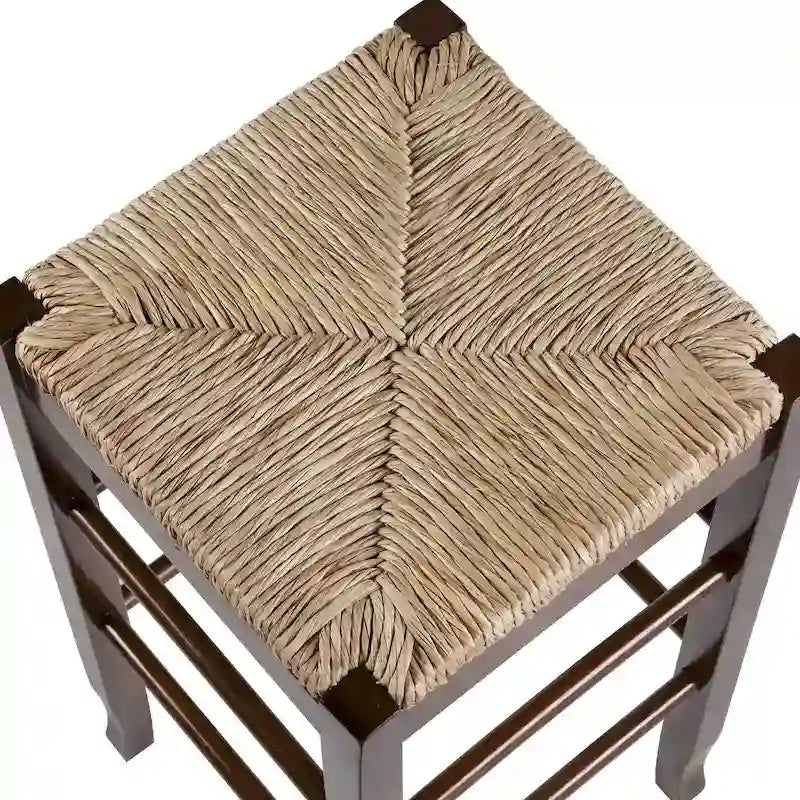 Black / Cappuccino / Oak / Cream Woven Rush Seat Backless Bar Stool, Single