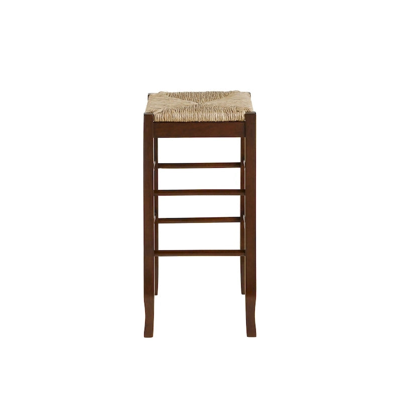 Black / Cappuccino / Oak / Cream Woven Rush Seat Backless Bar Stool, Single