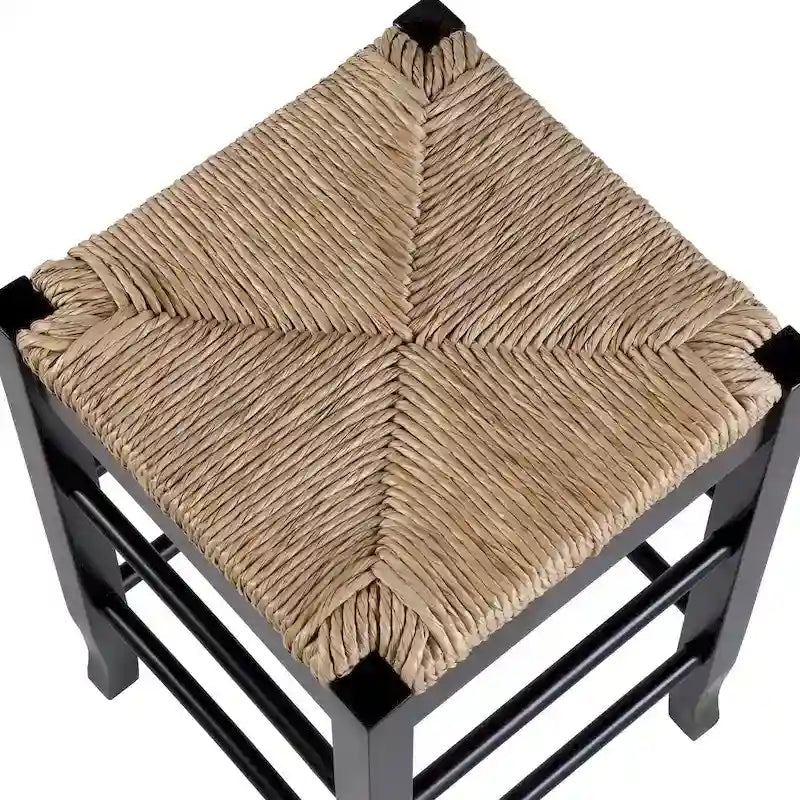 Black / Cappuccino / Oak / Cream Woven Rush Seat Backless Bar Stool, Single