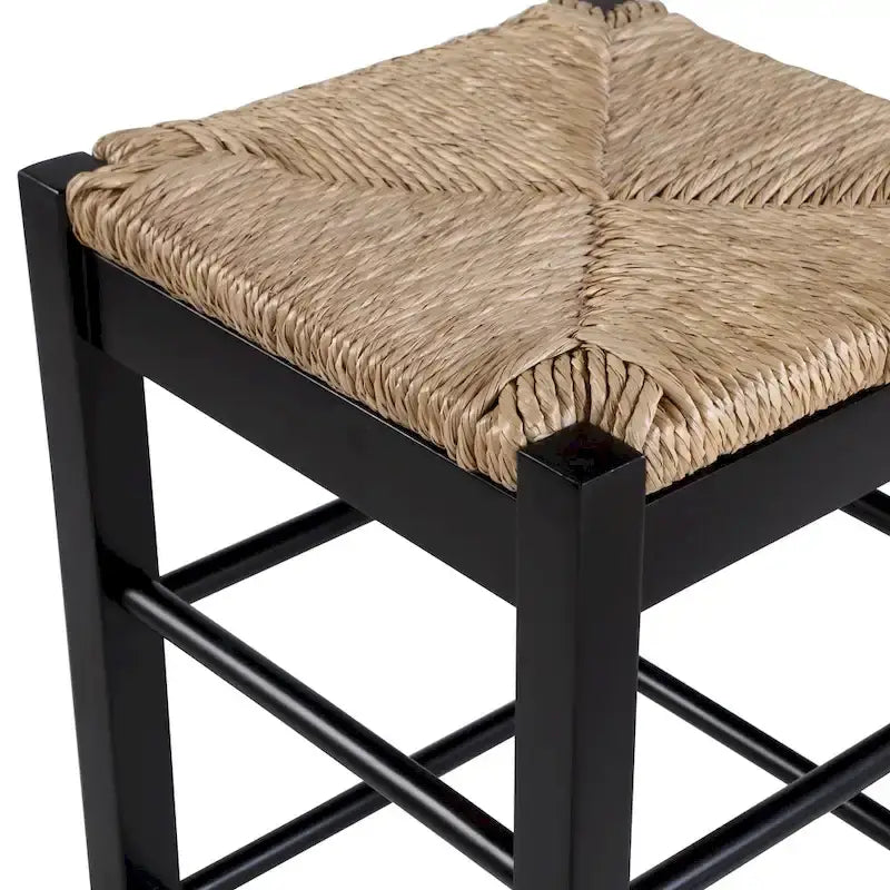 Black / Cappuccino / Oak / Cream Woven Rush Seat Backless Bar Stool, Single