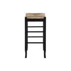 Black / Cappuccino / Oak / Cream Woven Rush Seat Backless Bar Stool, Single