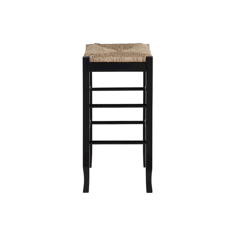 Black / Cappuccino / Oak / Cream Woven Rush Seat Backless Bar Stool, Single