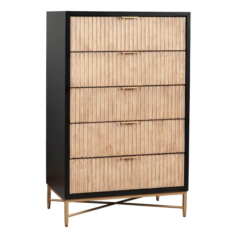 5-Drawer Chest, Black / White, 1-Person Use