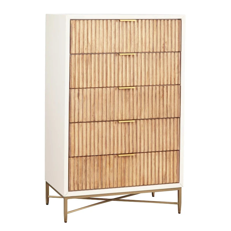 5-Drawer Chest, Black / White, 1-Person Use
