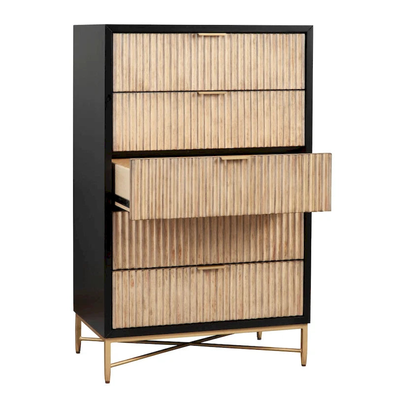 5-Drawer Chest, Black / White, 1-Person Use
