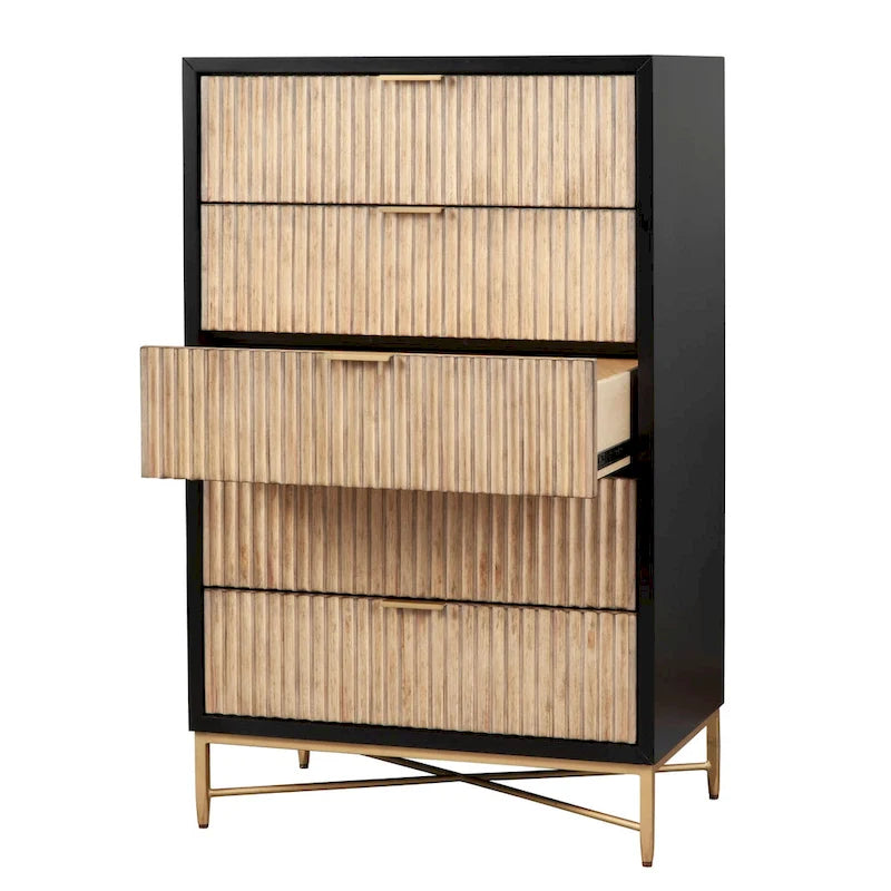 5-Drawer Chest, Black / White, 1-Person Use