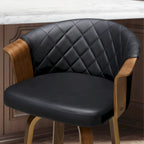 Mid-Century Modern Faux Leather Swivel Counter Stool, Black/Brown, Set of 2