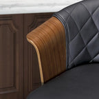 Mid-Century Modern Faux Leather Swivel Counter Stool, Black/Brown, Set of 2