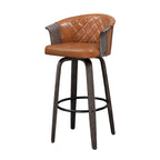 Mid-Century Modern Faux Leather Swivel Counter Stool, Black/Brown, Set of 2