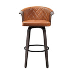 Mid-Century Modern Faux Leather Swivel Counter Stool, Black/Brown, Set of 2