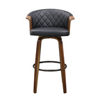 Mid-Century Modern Faux Leather Swivel Counter Stool, Black/Brown, Set of 2
