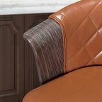 Mid-Century Modern Faux Leather Swivel Counter Stool, Black/Brown, Set of 2