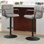 Velvet / Faux Leather / Leathaire Swivel Bar Stool with Armrest, Set of 2