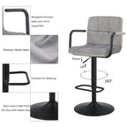 Velvet / Faux Leather / Leathaire Swivel Bar Stool with Armrest, Set of 2