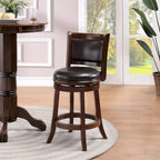 Swivel Counter Barstool – Upholstered, Wood Frame, Black / Cappuccino / Cherry / Brown / Distressed Sandrift / Chestnut, Seats 1