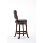 Swivel Counter Barstool – Upholstered, Wood Frame, Black / Cappuccino / Cherry / Brown / Distressed Sandrift / Chestnut, Seats 1