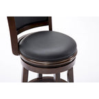 Swivel Counter Barstool – Upholstered, Wood Frame, Black / Cappuccino / Cherry / Brown / Distressed Sandrift / Chestnut, Seats 1