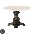 Antique Black & White Rustic Pedestal Dining Table, Seats 4