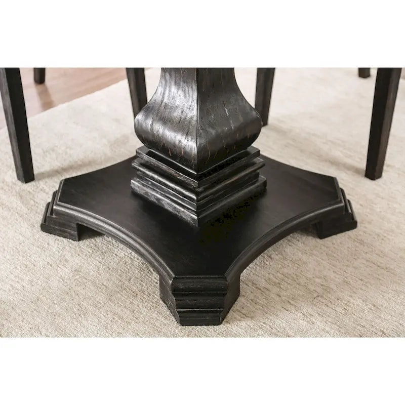 Antique Black & White Rustic Pedestal Dining Table, Seats 4