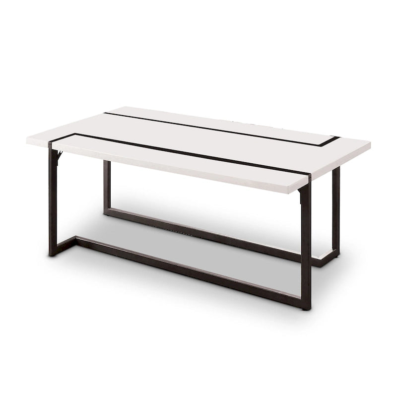 White & Gun Metal Contemporary Coffee Table for 1–2 People