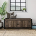 Reclaimed Oak 49" Iron Legs Storage Bench, 1-Person