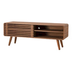 Walnut Slat Low TV Stand, 1-Person Assembly, 2 Sizes