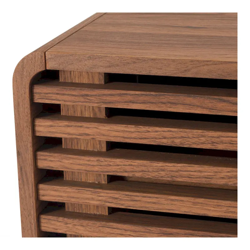 Walnut Slat Low TV Stand, 1-Person Assembly, 2 Sizes