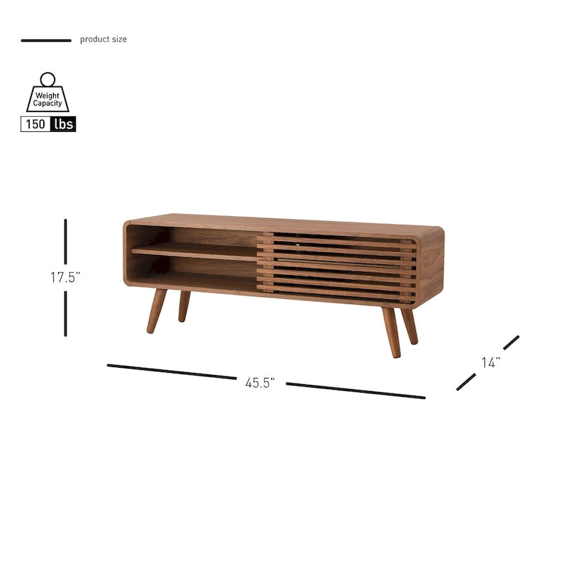 Walnut Slat Low TV Stand, 1-Person Assembly, 2 Sizes