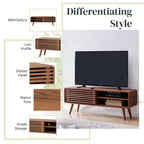 Walnut Slat Low TV Stand, 1-Person Assembly, 2 Sizes