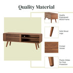 Walnut Slat Low TV Stand, 1-Person Assembly, 2 Sizes