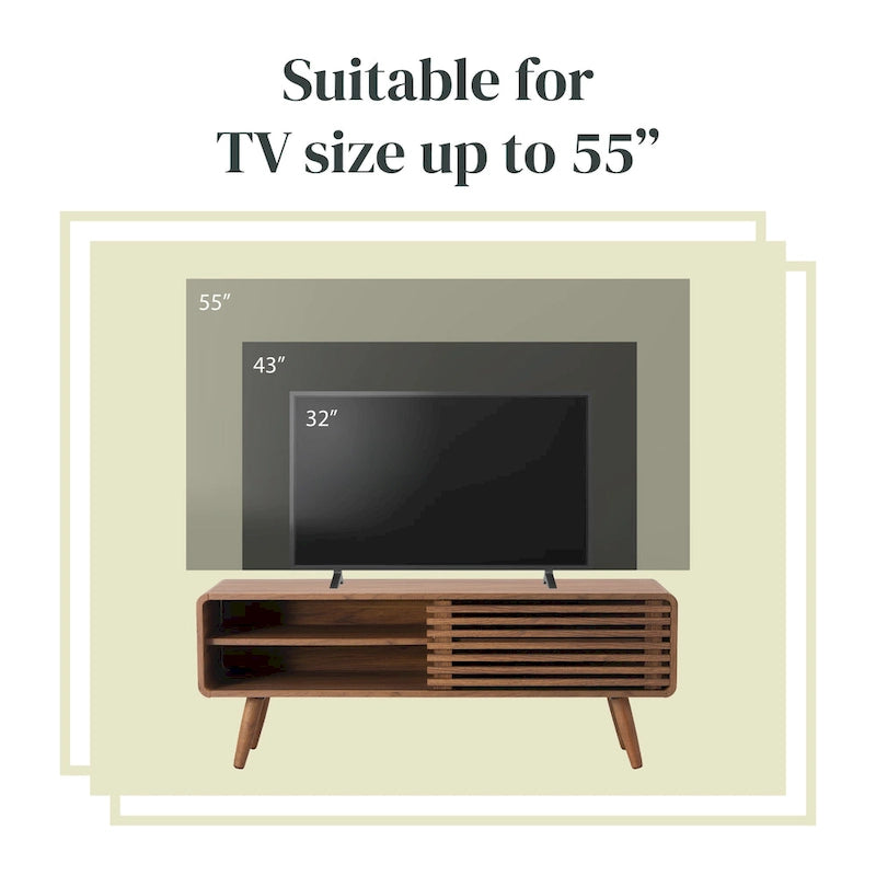 Walnut Slat Low TV Stand, 1-Person Assembly, 2 Sizes