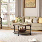 Round Coffee Table, Brown, 2-Tier