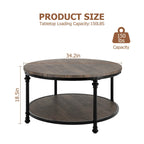 Round Coffee Table, Brown, 2-Tier