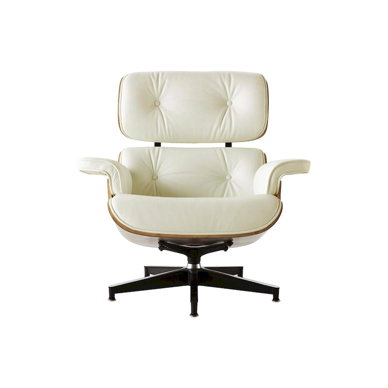 Walnut & Leather Lounge Chair with Ottoman – Single Seat, Mid-Century Style