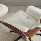 Walnut & Leather Lounge Chair with Ottoman – Single Seat, Mid-Century Style