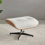 Walnut & Leather Lounge Chair with Ottoman – Single Seat, Mid-Century Style