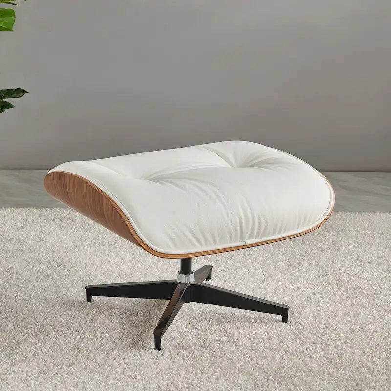 Walnut & Leather Lounge Chair with Ottoman – Single Seat, Mid-Century Style
