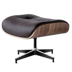 Walnut & Leather Lounge Chair with Ottoman – Single Seat, Mid-Century Style
