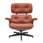 Walnut & Leather Lounge Chair with Ottoman – Single Seat, Mid-Century Style