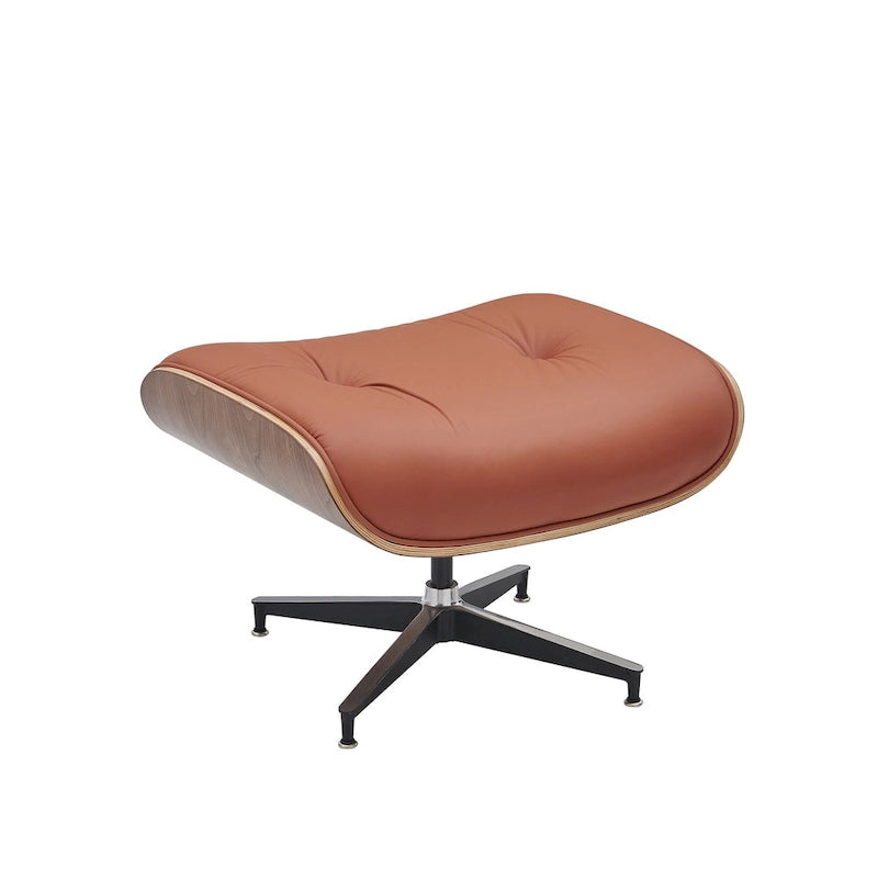 Walnut & Leather Lounge Chair with Ottoman – Single Seat, Mid-Century Style