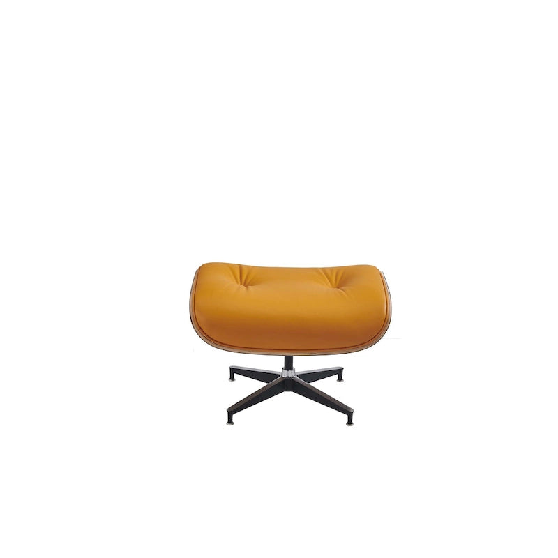 Walnut & Leather Lounge Chair with Ottoman – Single Seat, Mid-Century Style