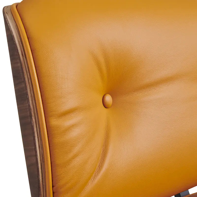 Walnut & Leather Lounge Chair with Ottoman – Single Seat, Mid-Century Style