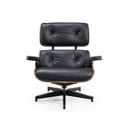 Walnut & Leather Lounge Chair with Ottoman – Single Seat, Mid-Century Style