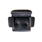 Walnut & Leather Lounge Chair with Ottoman – Single Seat, Mid-Century Style