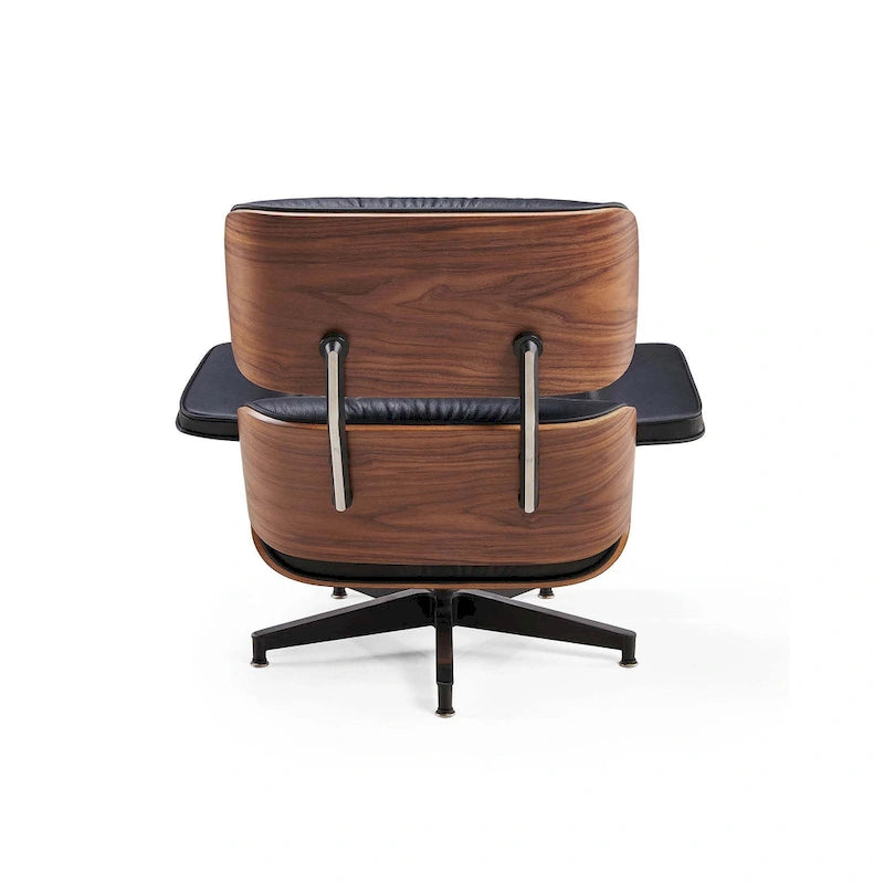 Walnut & Leather Lounge Chair with Ottoman – Single Seat, Mid-Century Style