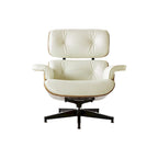 Walnut & Leather Lounge Chair with Ottoman – Single Seat, Mid-Century Style